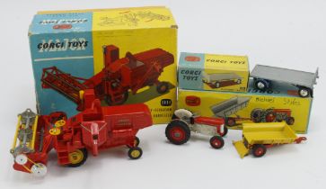 Corgi Toys. Three boxed Corgi Toys, comprising Gift Set no. 7 'Massey Ferguson 65 Tractor & Tipper