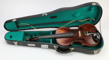 Violin stamped to reverse 'Betts, London', back length excluding button 36cm approx., with an