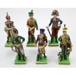 Capodimonte. Six Military figures by Capodimonte, each with makers marks to base, tallest 18cm