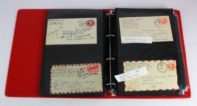 America: Folder with diverse ranges of 1940’s commercial mail, many with APO cancels, many