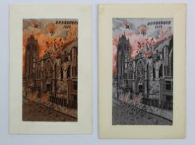 Flames, Dunkerque 1915 with rare variety, French publisher   (2)