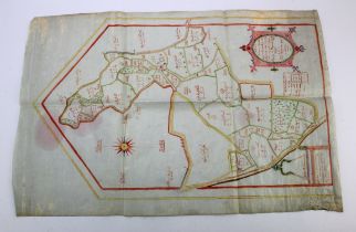 Kent interest. A hand coloured plan dated 1655, relating to a plot of land linked to the Manor of