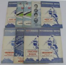 Football - Peterborough United programmes c1955 to 1961, (9)