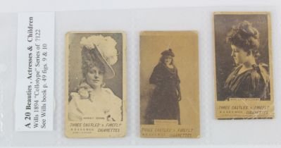Will's, Beauties, Actresses & Children, 1894 issue, 3 cards, P - G cat value £420
