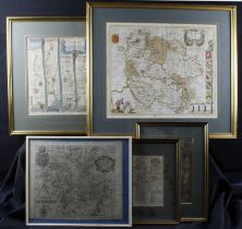 Maps. A collection of five framed antiquarian maps, mostly relating to Herefordshire &