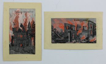 Flames, Tilloy (Somme) 1916, Vaubecourt 1914, French publisher   (2)