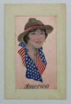 America, patriotic, girl's head WWI, French publisher   (1)