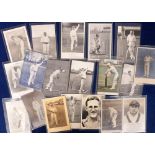 Postcards, Cricket, a collection of 19 cards of county and international cricketers, with RPs of