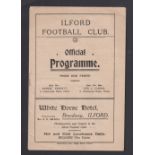 Football programme, Ilford v London Caledonians, 16 November 1912, Semi Final London Charity Cup,