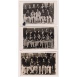 Postcards, Cricket, Northamptonshire, 1933 (ink stain), 1934, 1935 team plainback photo postcards,