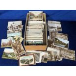 Postcards, approx 600 cards of UK views RPs, printed and artist drawn to include Hampshire, Devon,