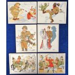 Postcards, WWII, Anti-German Comedy by Ami, 1944 with Allied Leaders inc. De Gaulle, American