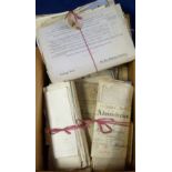 Deeds and documents, Cumberland, approx 70 items to comprise vellum and paper documents 1770s to