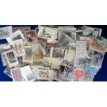 Postcards, Cycling, a collection of 140+ postcards RPs, printed and artist drawn to include