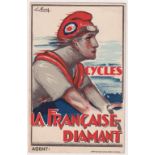 Postcards, Advertising, Cycling, La Francaise Diamant, great Patriotic Image by Feury (gd/vg, slight