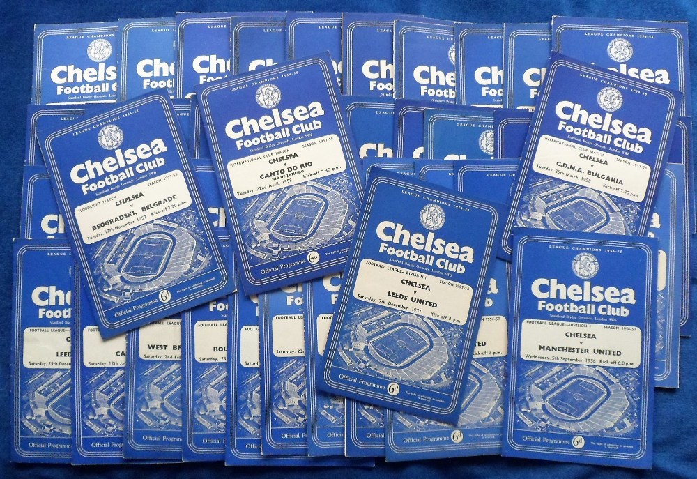 Football programmes, Chelsea home programmes 1956/7 & 1957/8, 56/7 (21) inc. Manchester United,