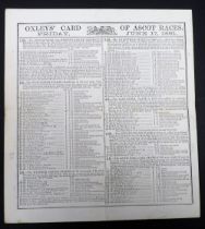 Horseracing, Royal Ascot, Racecard for 17 June 1881 including The Hardwicke Stakes won by Peter