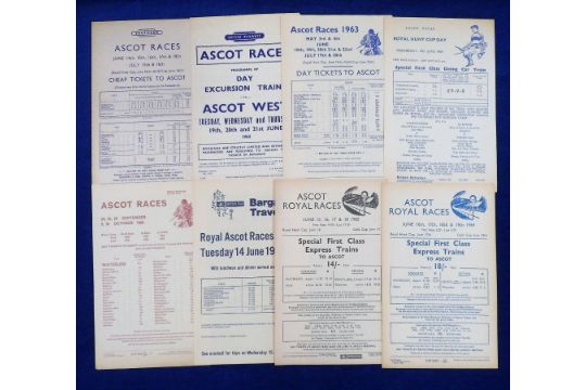 Horseracing memorabilia, a collection of 8 Railway Excursion Flyer's all for Racing at Ascot 1960's,