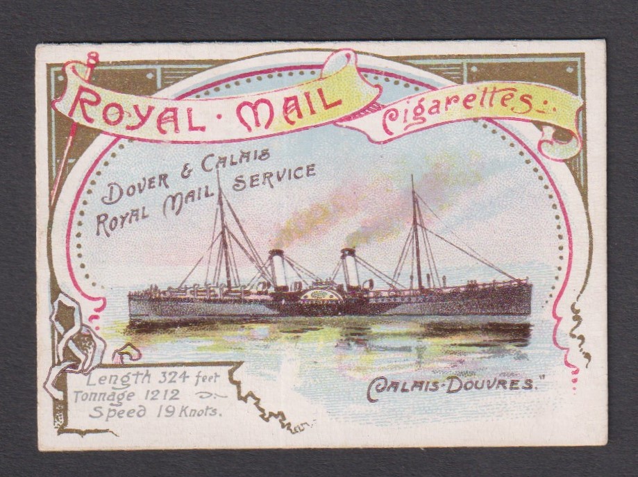Cigarette card, Anstie, Royal Mail Series, 'M' size, type card, Dover & Calais Royal Mail Service (