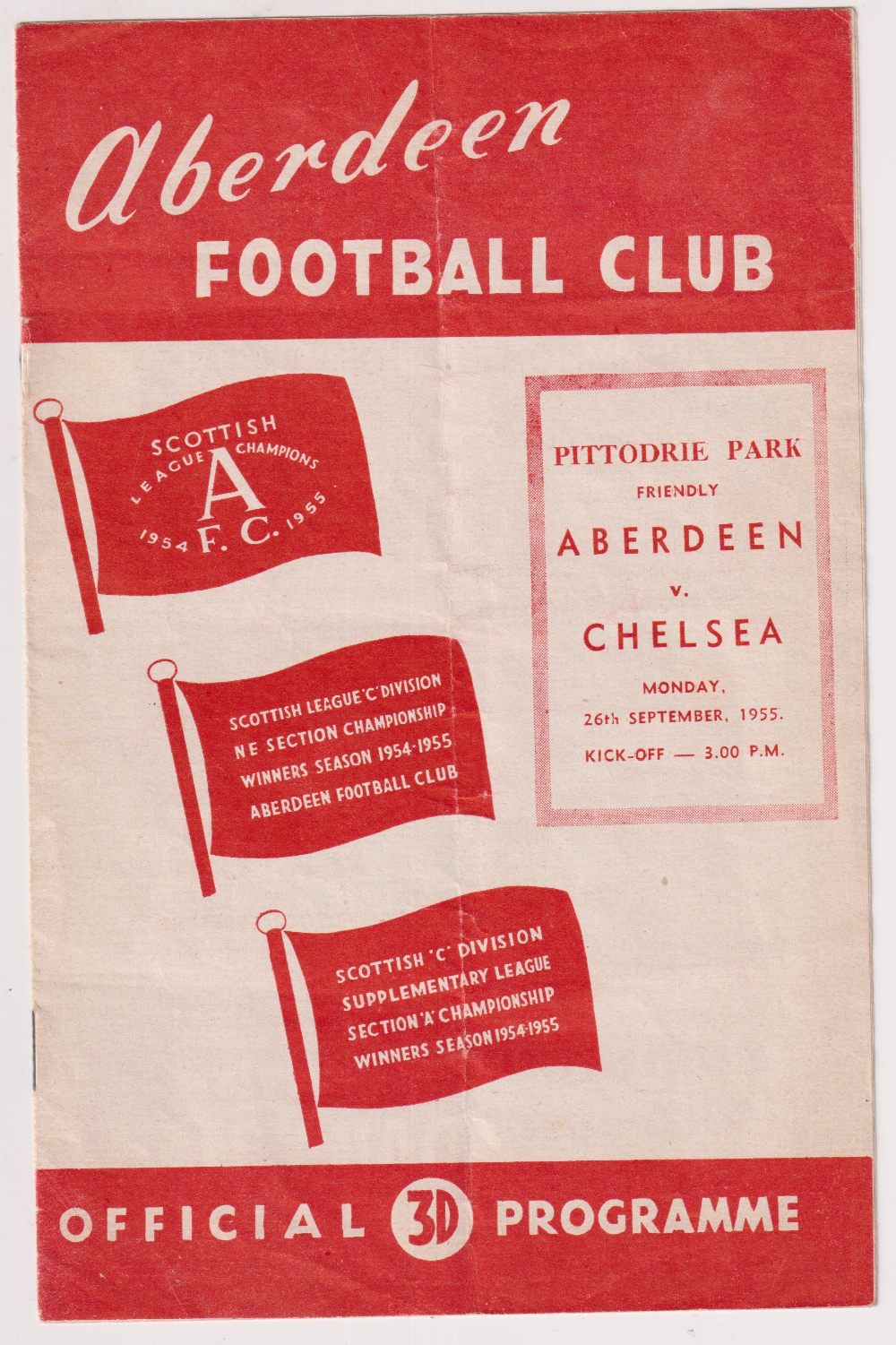 Football programmes, Aberdeen v Chelsea, two friendly match programmes, 26 April 1955 & 11 - Image 2 of 3