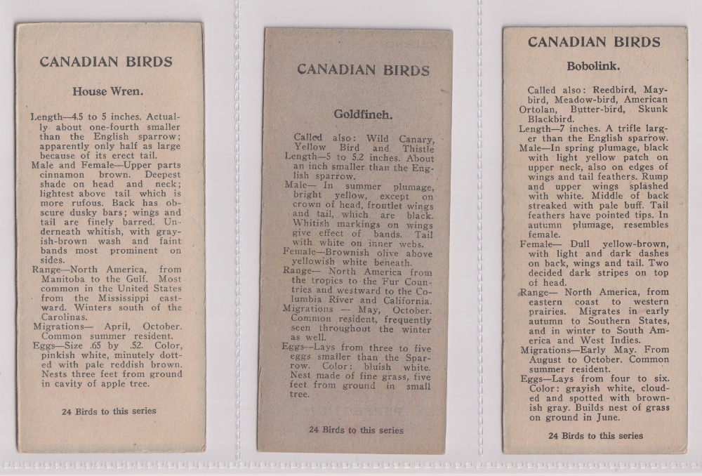 Trade cards, Canada, Cowan's, Canadian Bird Series (10/24, fair/gd), Chicken Cards (14/24, - Image 4 of 24