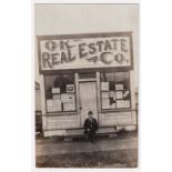 Postcard, USA, a rare RP of OK Real Estate Co. Shop Front, Portland Oregon, the image is good enough