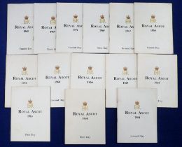 Horseracing, racecards, a collection of 14 Royal Ascot racecards for various dates between 1963 &