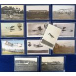 Postcards, Aviation, a British aviation collection of 12 cards, inc. RPs of Silent Army aeroplane,