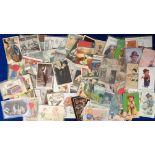 Postcards, Smoking, a collection of 60+ postcards RPs, printed and artist drawn to include 'Miss