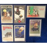 Postcards, Advertising, a selection of 6 UK product poster advertising cards for Cobra Polish, A