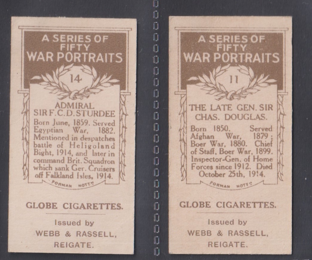 Cigarette cards, Webb & Rassell, War Portraits, two cards, no 11 The Late General Sir Chas. - Image 2 of 2