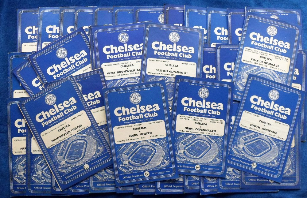 Football programmes, Chelsea home programmes 1958/9 & 1959/60, 58/9 (25) inc. South Africans Fr (4