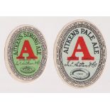 Beer labels, Aitken's, Falkirk, a nice pair of pre 1900 vertical oval labels, Pale Ale (approx