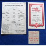 Football programmes & ticket, Arsenal v Chelsea 1 March 1947, Division 1 (Fuel Emergency edition,