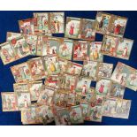 Trade cards, Liebig, Alphabet (Female National Costumes) (ref S609, 3 sets, Belgian, French & German