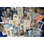 Postcards, a good greetings collection of approx. 120 cards, with angels and cupids, many good