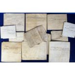 Property Deeds, Ripley, Derbyshire, an apparently complete run of 11 vellum deeds to a 12 acre