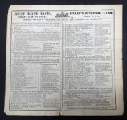Horseracing, Royal Ascot, Racecard for the 3 June 1851 including a race for the Gold Vase won by