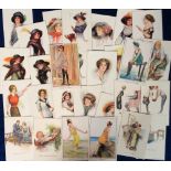 Postcards, Glamour, a collection of approx. 29 cards, mainly WW1 period to 1920s showing pretty