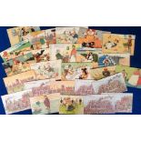 Postcards, Artist drawn, a collection of 24 cards, Tom Browne (15) inc. golf, seaside, court room