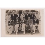 Postcard, Cricket, Northamptonshire, 1930 Team photo postcard, by Wilkes with purple cachet to