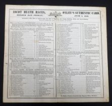 Horseracing, Royal Ascot, Racecard for the 8 June 1849 including The Wokingham Stakes won by Nina