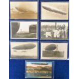 Postcards, Aviation, an airship/Zeppelin selection of 7 cards, with RPs of LZ129 Hindenburg, Clement