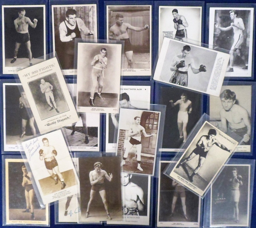 Postcards, Boxing, a boxing selection of 21 cards, inc. RPs of Tom Heeney, La Barba, Harry 'Kid'