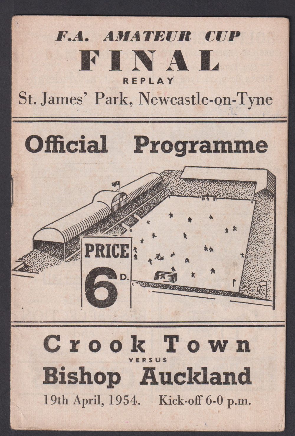 Football programme / autographs, at St James' Park, Newcastle, Crook Town v Bishop Auckland, 19