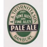 Beer label, A A Thornitt & Son, Banbury, a lovely Pale Ale vertical oval label for Pale Ale,