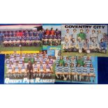 Football autographs, 5, colour, double-page magazine team groups with multiple signatures, QPR