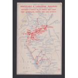 Postcard, Rail, a poster advertising card for the Maryport and Carlisle Railway showing a map of the