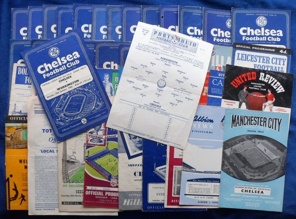 Football programmes, Chelsea home & away programmes 1960/61, League & Cup games, homes (23) inc.