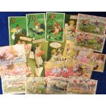 Postcards, a selection of 21 illustrated subject cards inc. set of 6 series 2141 Easter greetings,